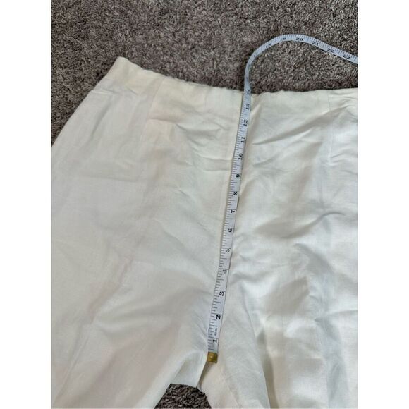 Lafayette New York 148 Linen Trouser Pant Pleated Taper Leg Women’s 16 Cream - Picture 9 of 15